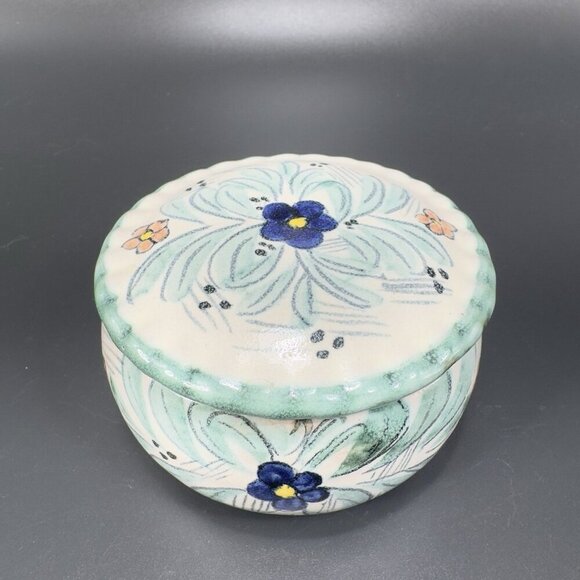 Mexico Pottery Folk Art Trinket Dish Jewelry Holder Container Jar Hand Made VTG - Picture 8 of 15